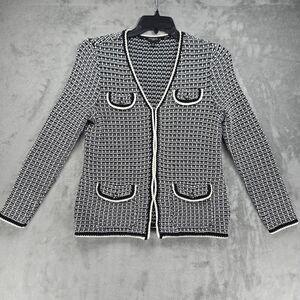 Talbots Women's‎ Monochrome Textured Knit Cardigan Sweater Sz Medium P